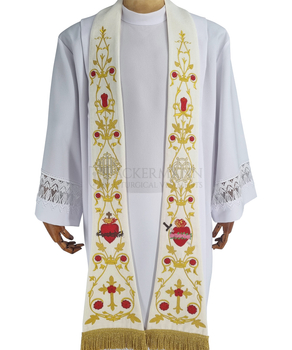 Römische Stola gesticktes Heiliges Herz von Maria und Jesus