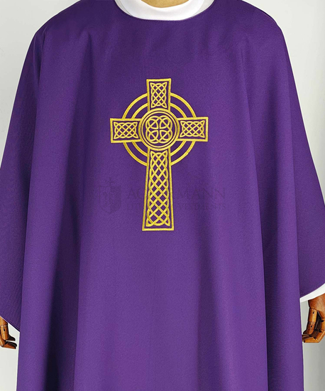 Gotische Kasel Keltischem Kreuz, Keltenkreuz mit passender Stola - Messgewänder 393