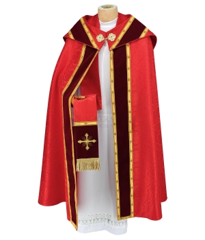 Semi Gotische Rauchmantel Gestickte Applique Christus-Kreuzigung