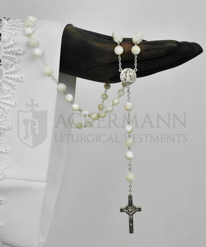 Silberroter Rosenkranz mit Perlen