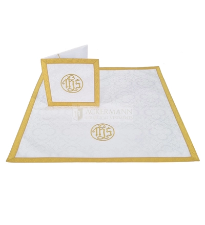 Burse and chalice veil with embroidered IHS
