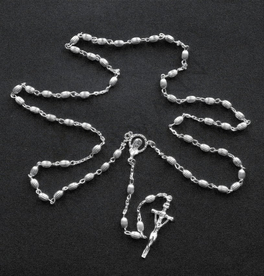 Silber Rosenkranz 925 gerillte Samen