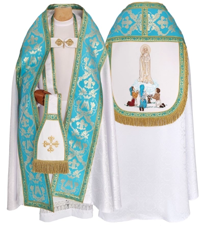 Römische Pluviale Unsere Liebe Frau von Fatima mit Seherkindern