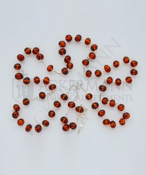 Silberroter Rosenkranz mit baltischen Bernsteinen v2