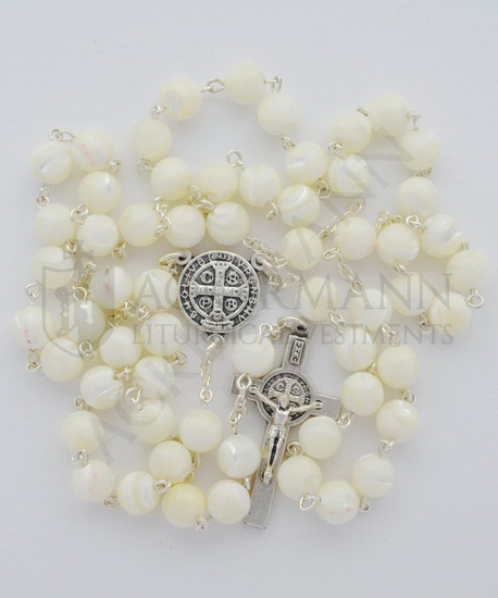 Silberroter Rosenkranz mit Perlen