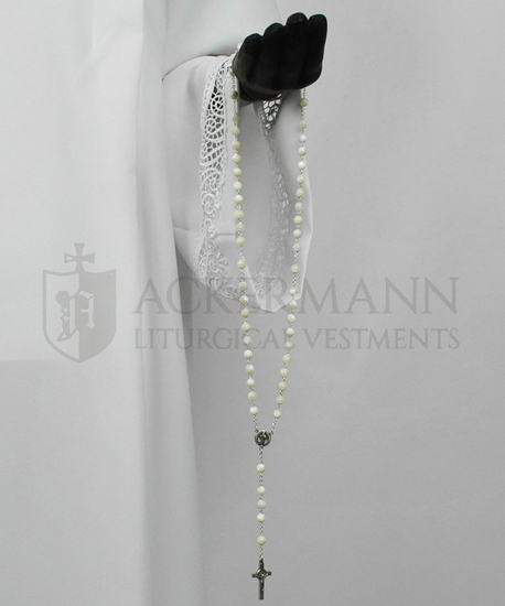 Silberroter Rosenkranz mit Perlen