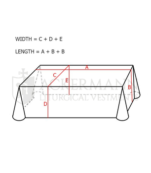 Altardecke aus Damaststoff mit traditionellen liturgischen Orphreys