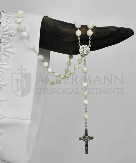 Silberroter Rosenkranz mit Perlen