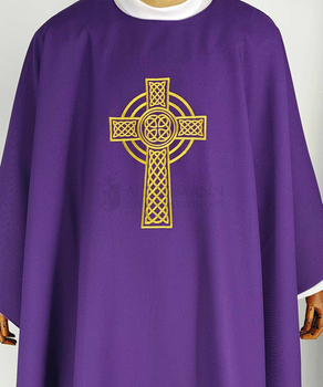 Gotische Kasel Keltischem Kreuz, Keltenkreuz mit passender Stola - Messgewänder 393