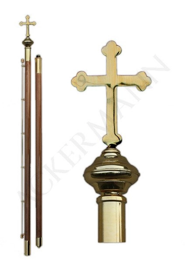 Fahnenstange mit Messingkirchenverzierung IHS