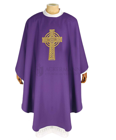 Gotische Kasel Keltischem Kreuz, Keltenkreuz mit passender Stola - Messgewänder 393