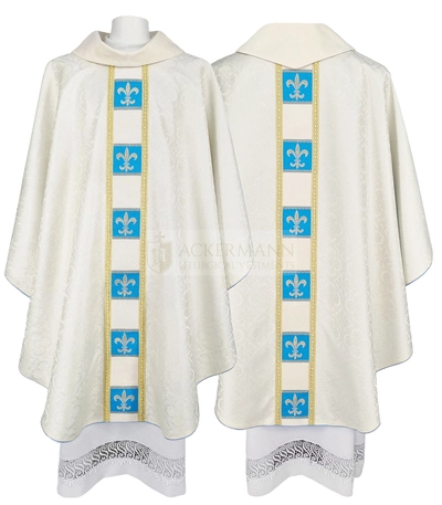 Gotische Kasel mit marianischen Orphreys zum Aufnähen auf Samt