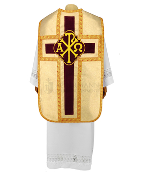 Goldene Römische Kasel mit PAX-Stickerei auf Samt