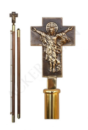 Fahnenstange mit Messingkirchenverzierung