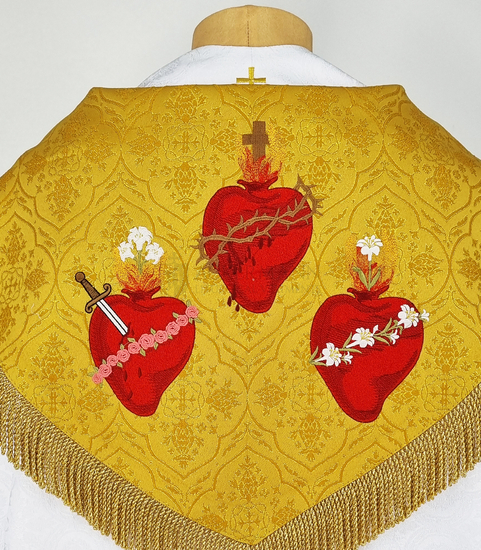 Gotische Pluviale Das Herz von Jesus, Maria und Joseph