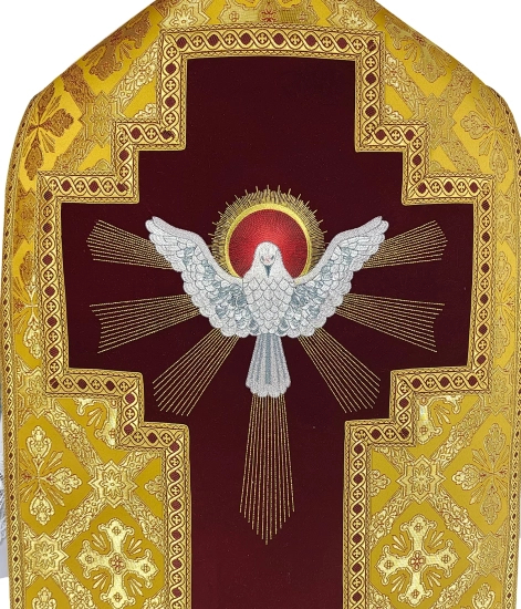 Römische Kasel mit gesticktem Heiligen Geist für Pfingsten #326