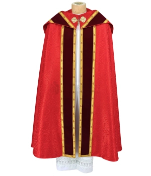 Semi Gotische Rauchmantel Gestickte Applique Christus-Kreuzigung