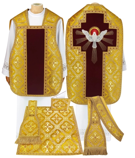 Römische Kasel mit gesticktem Heiligen Geist für Pfingsten #326