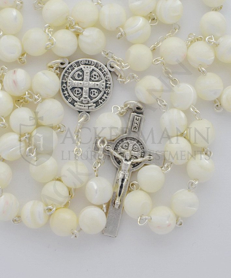 Silberroter Rosenkranz mit Perlen