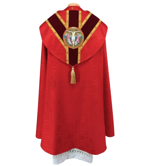 Semi Gotische Rauchmantel Gestickte Applique Christus-Kreuzigung